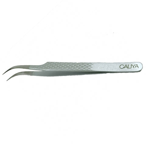 Glitter Silver Coloured Tweezers | Curved | CP5c | Caliya Brand